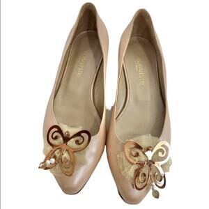 NWOT Italo Balestri Blush Pink Pointed Toe Butterfly Bead Tulle Ballet Flats 37